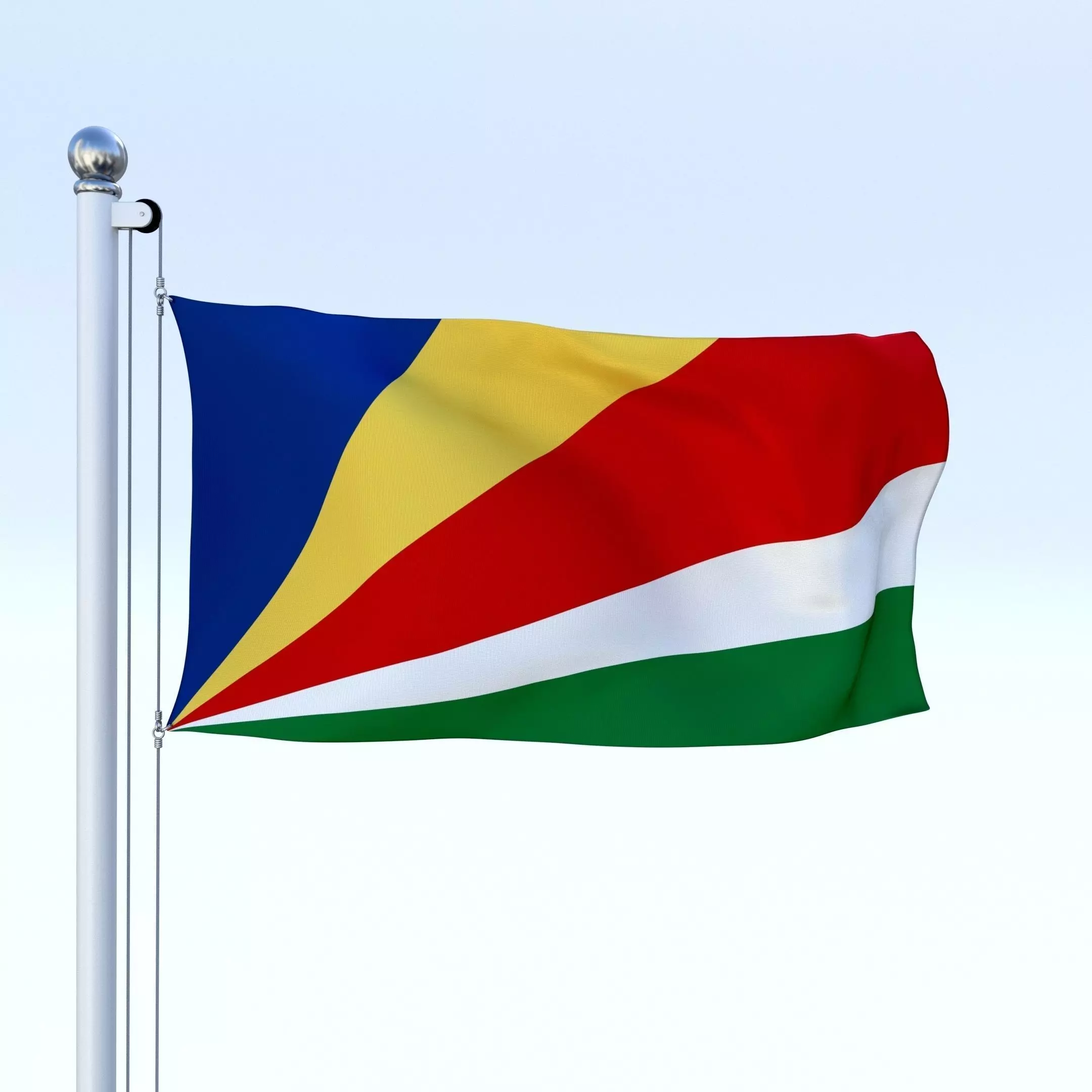 Animated Seychelles Flag Low-poly 3D model_0