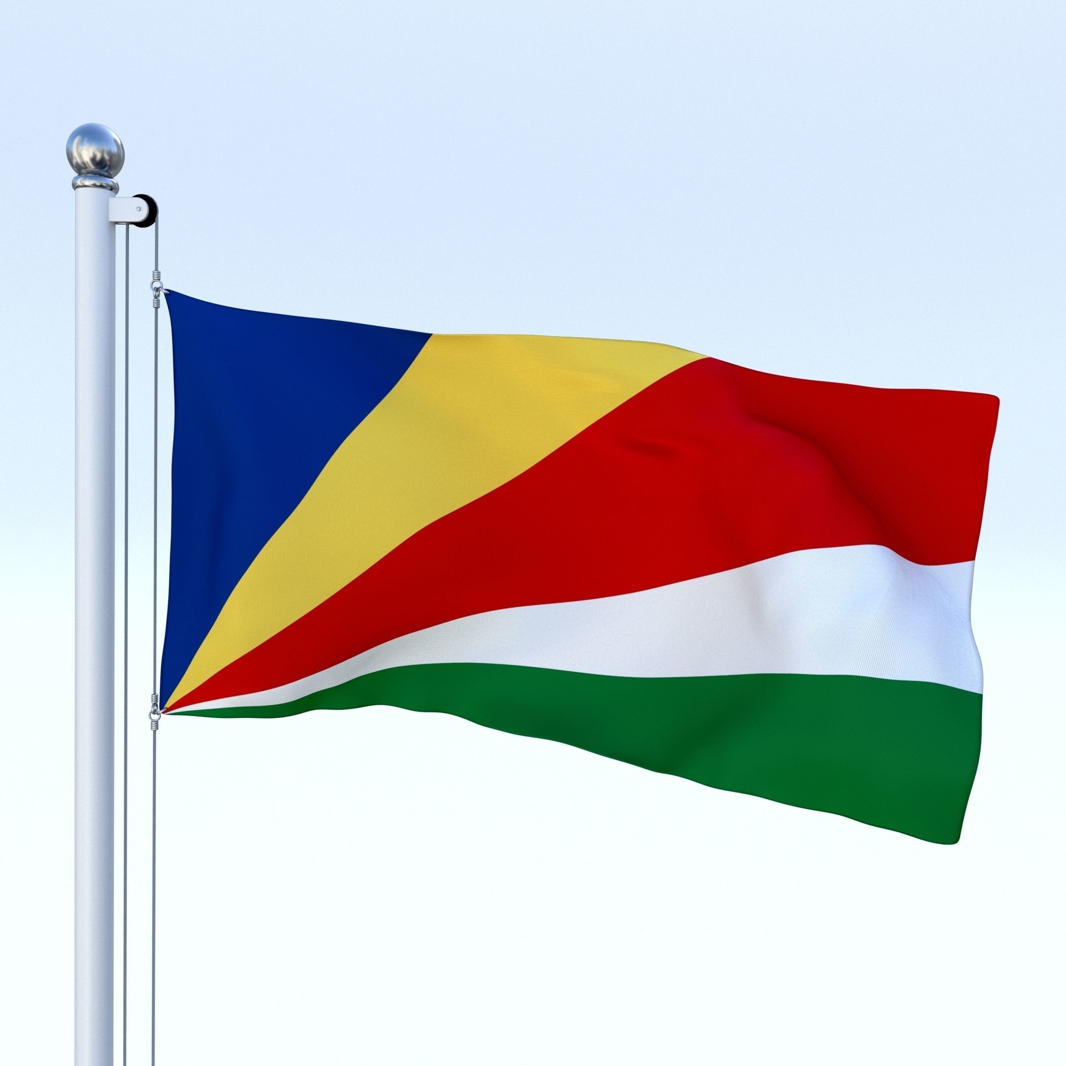 Animated Seychelles Flag Low-poly 3D model_2