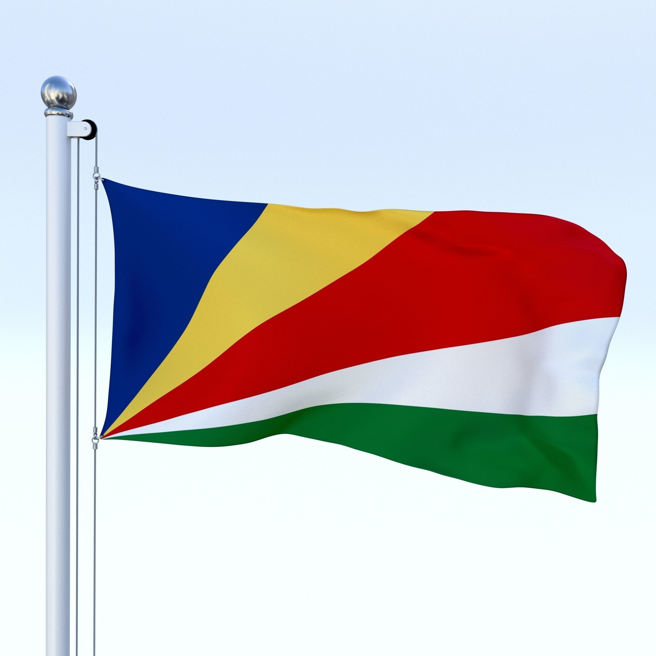 Animated Seychelles Flag Low-poly 3D model_5