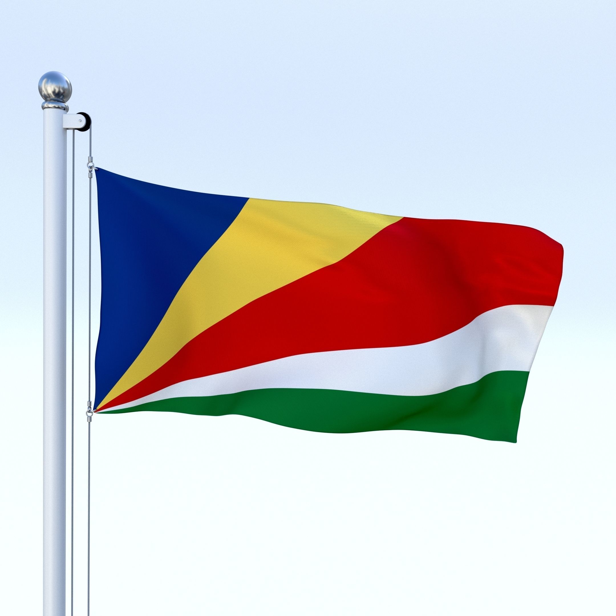 Animated Seychelles Flag Low-poly 3D model_3