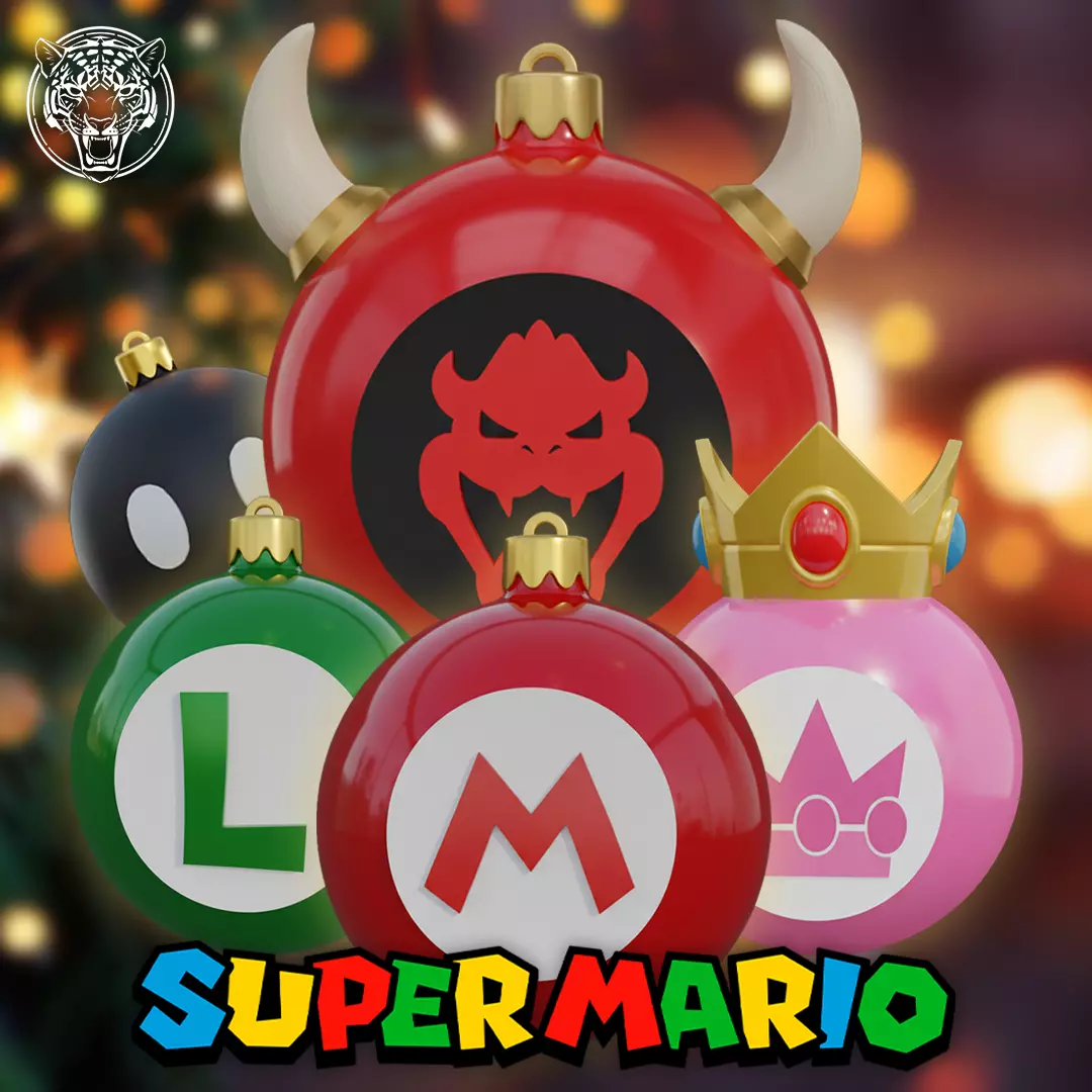 Super Mario Christmas Ornaments - 5 pack 3D print model