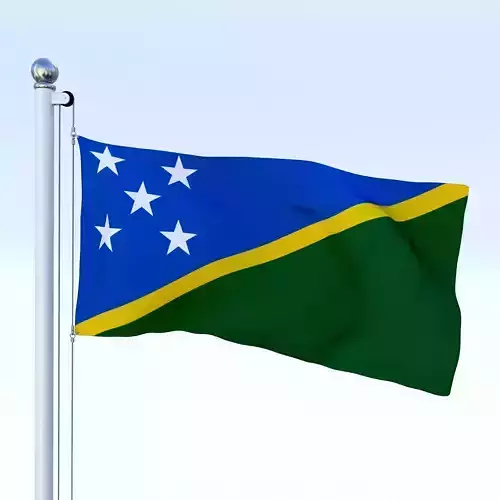Animated Solomon Islands Flag Low-poly 3D model