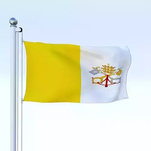 Animated Vatican City Flag Low-poly 3D model
