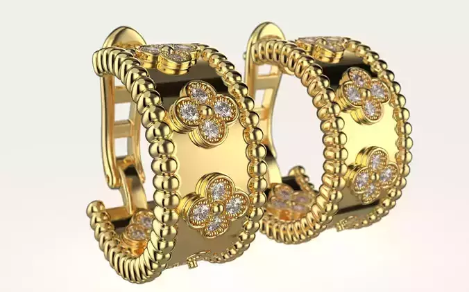 Earring Perlee - Clovers hoop