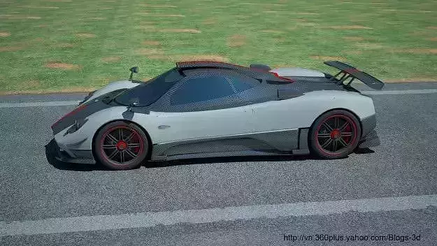 Car futuristic sports on road 3D model