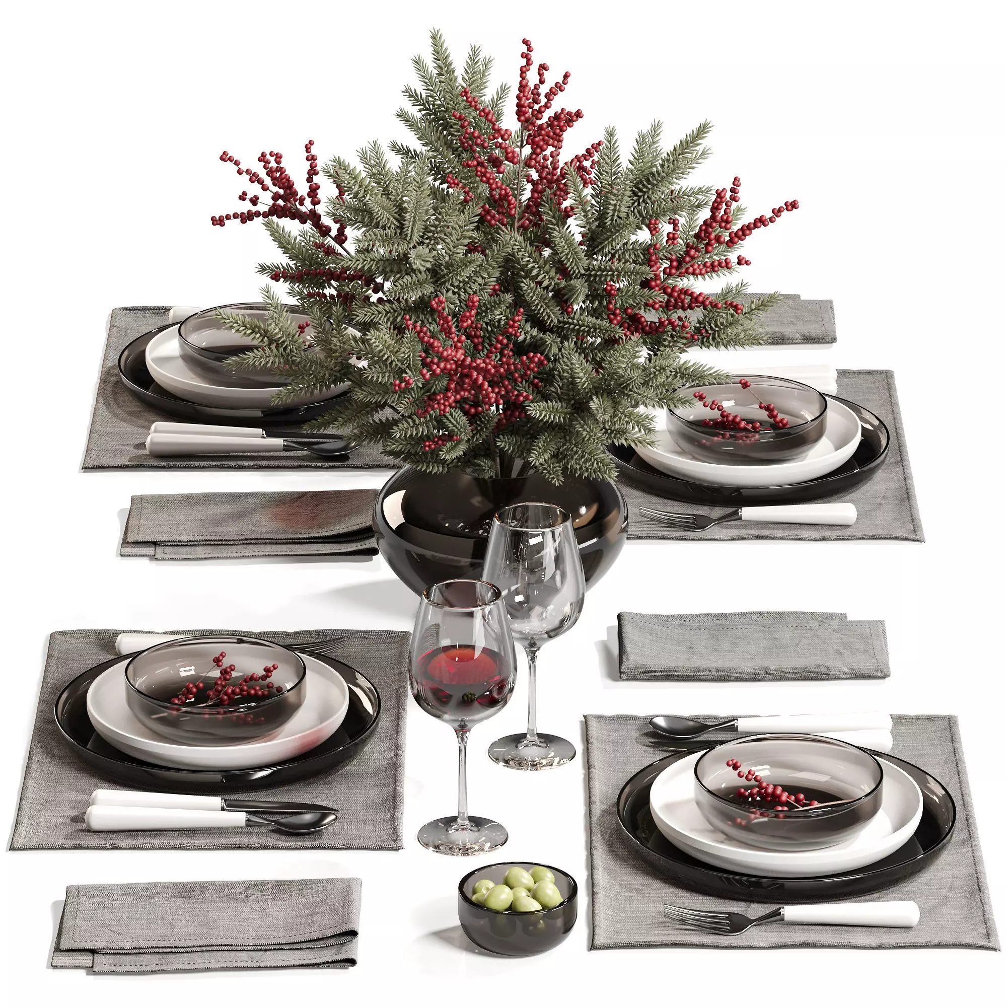 Winter Berry Dining Set28 3D model