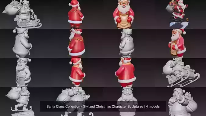 Santa Claus Collection - Stylized Christmas Character Sculptures
