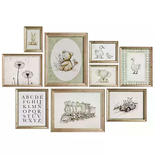 Vintage Gallery Wall for Kids Room 3D model