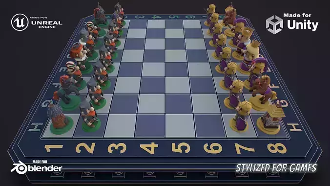 Chess game ready 3d model