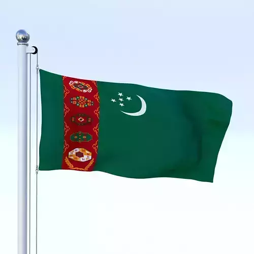 Animated Turkmenistan Flag Low-poly 3D model