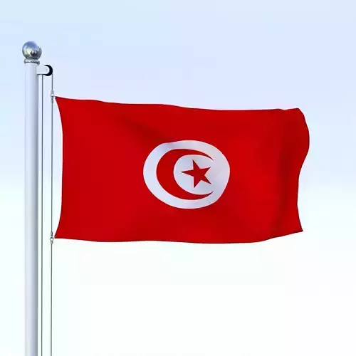 Animated Tunisia Flag Low-poly 3D model