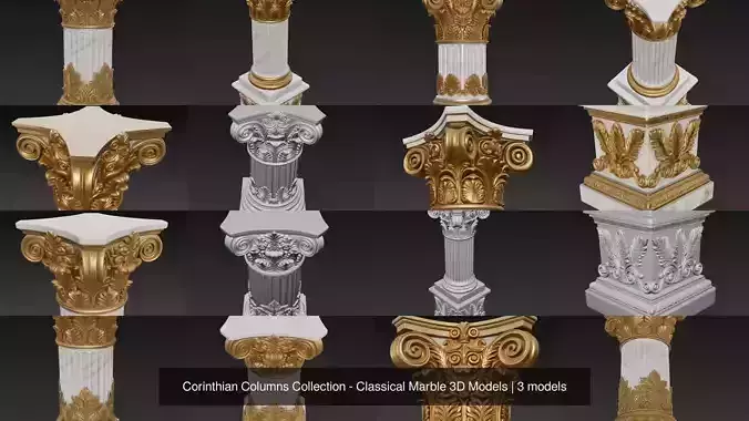Corinthian Columns Collection - Classical Marble 3D Models