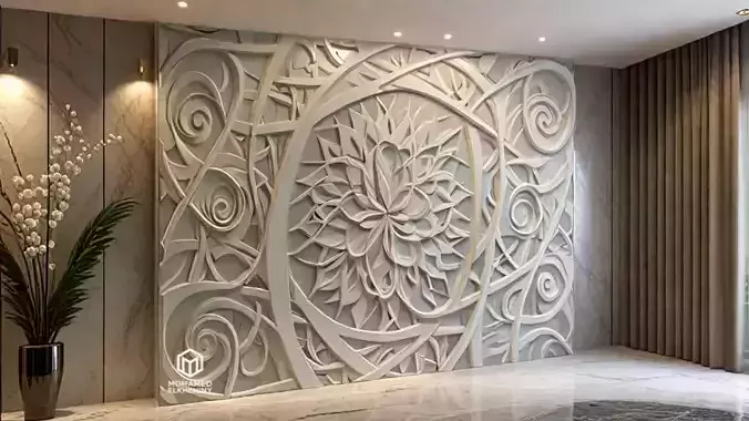 modern panel wall decor set relief stl mural CNC 277