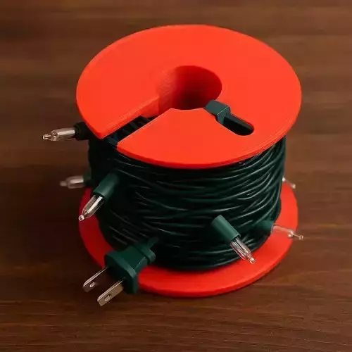 Christmas Light Storage Spool One Piece 3D Printed Cord 