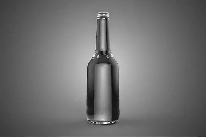 GLASS EMPTY BEVERAGE SODA SOFT DRINK BOTTLE SILVER METALLIC CAP