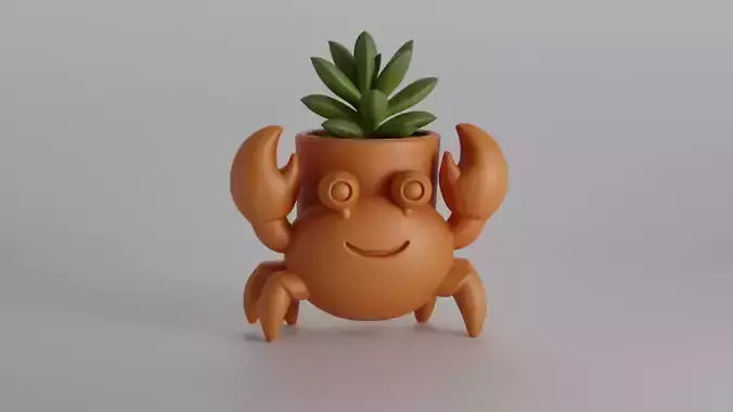 Cute Crab Planter Pot 3D Model 