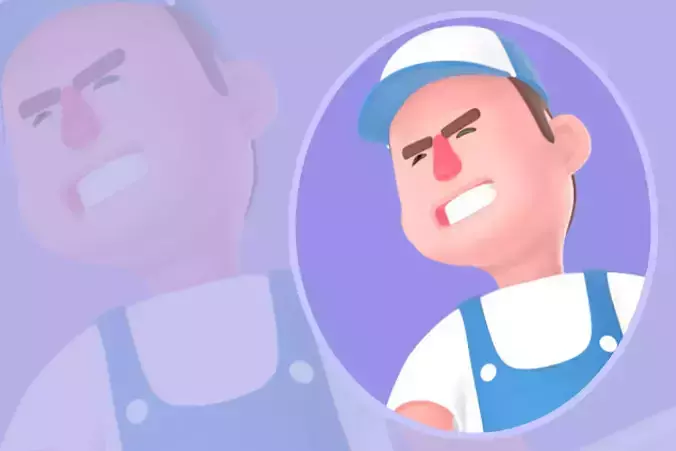 Stylized 3D Male Mechanic - Cartoon Mechanic Struggling Wrench