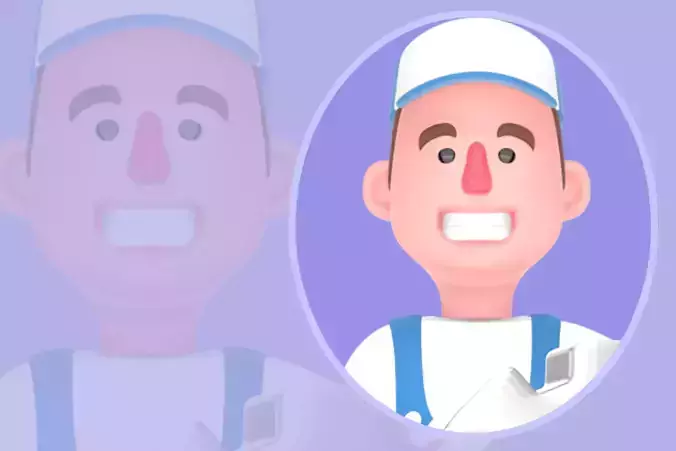 Stylized 3D Male Mechanic Character - Cartoon Tire Service