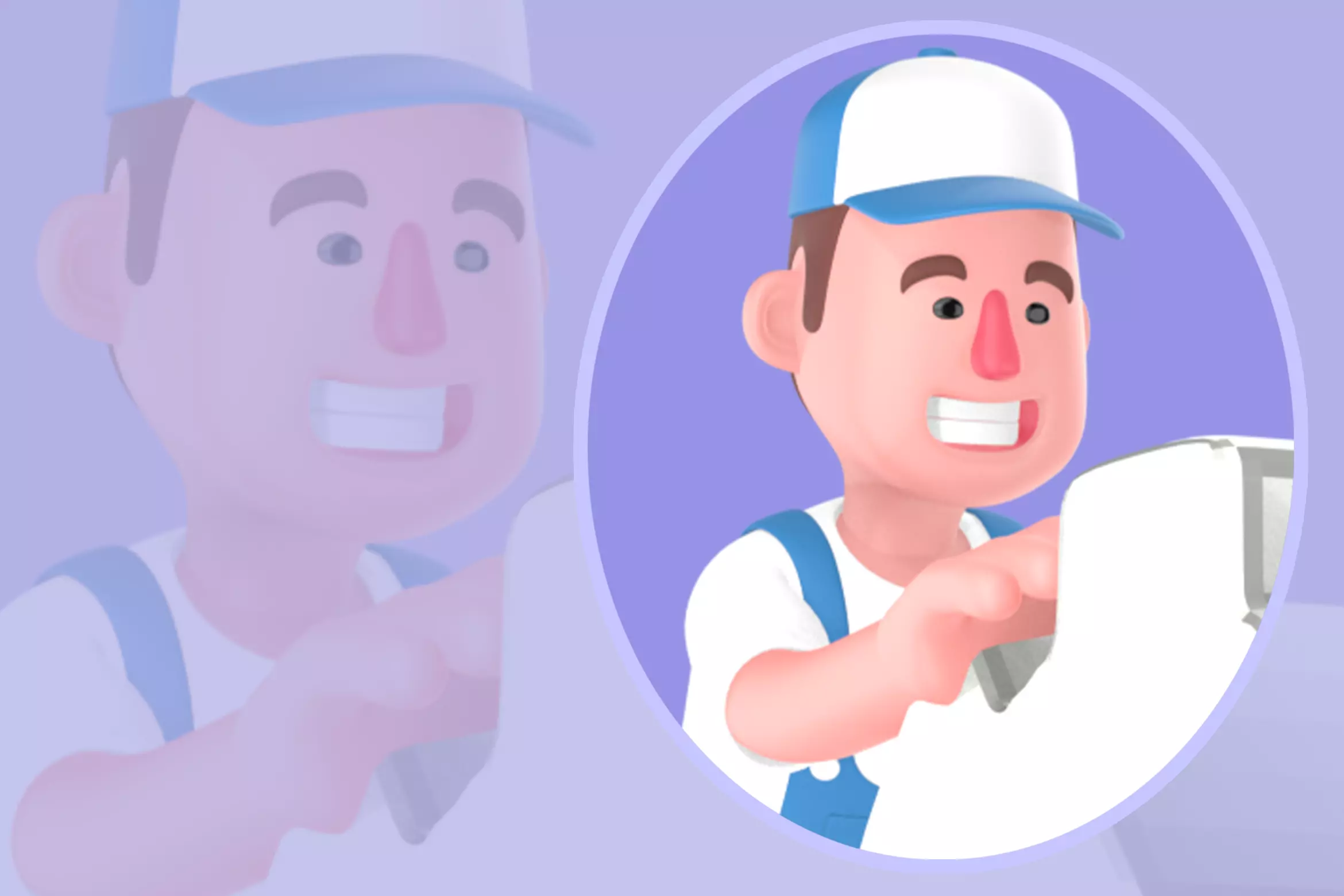 Stylized 3D Male Mechanic Character - Cartoon Smiling Tire Pose 3D model