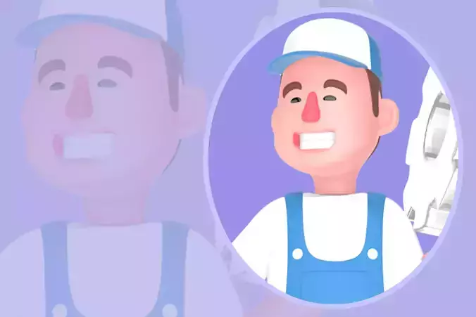 Stylized 3D Male Mechanic Character - Happy Lifting White Gear
