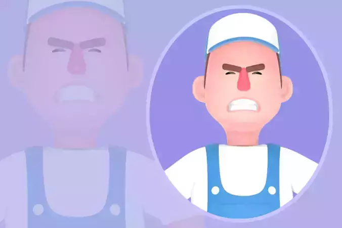 Stylized 3D Male Mechanic - Cartoon Mechanic Angry Pointing