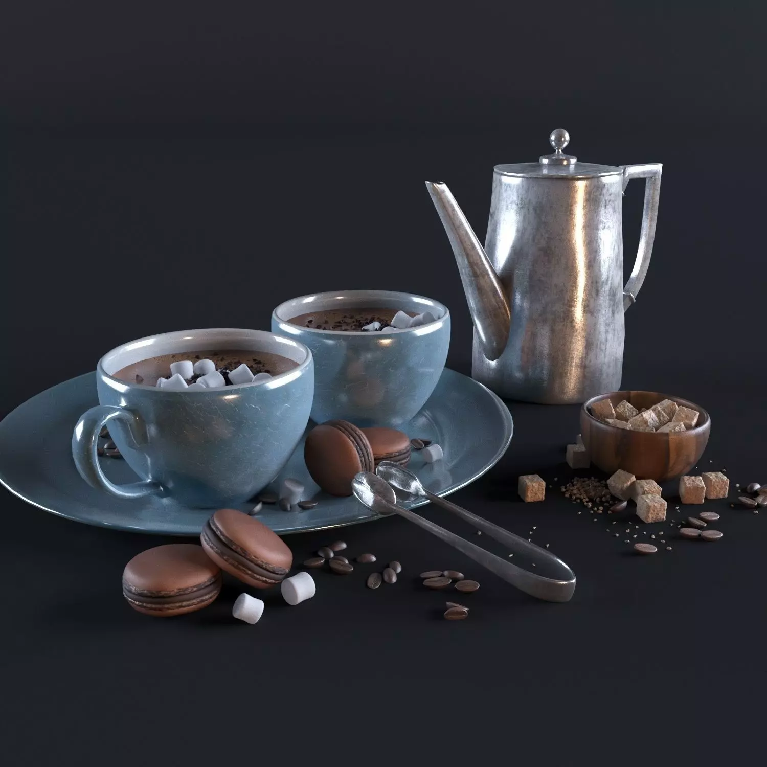 Hot chocolate set 3D model