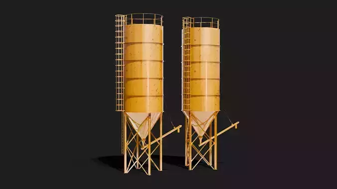 Cement Silo for construction site 3d model