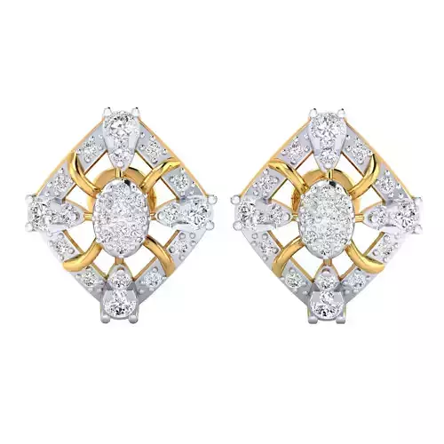  Diamond Studs Earrings Render 3dm STL SLC JCD OBJ FBX Details