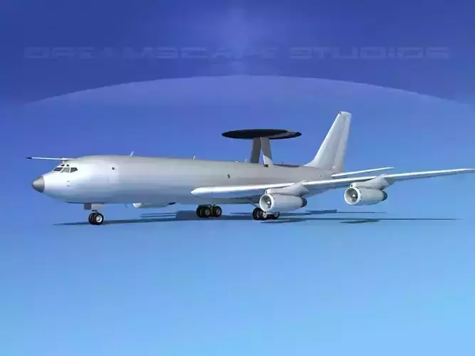 Boeing E-3B Sentry AEW Bare Metal 3D model