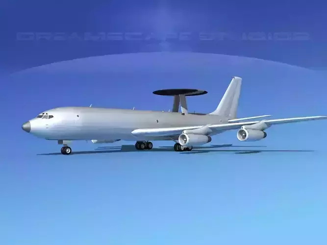 Boeing E-3B AWACS Bare Metal 3D model