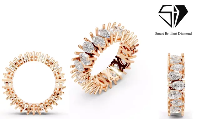 Eternity Pear Cut Diamond Gold Ring rr0031