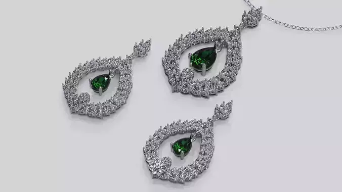 Classic Diamond earing and pendant 