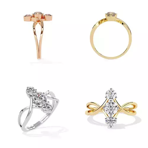 Elegant Triple Round Diamond Ring CAD Model for Jewelry