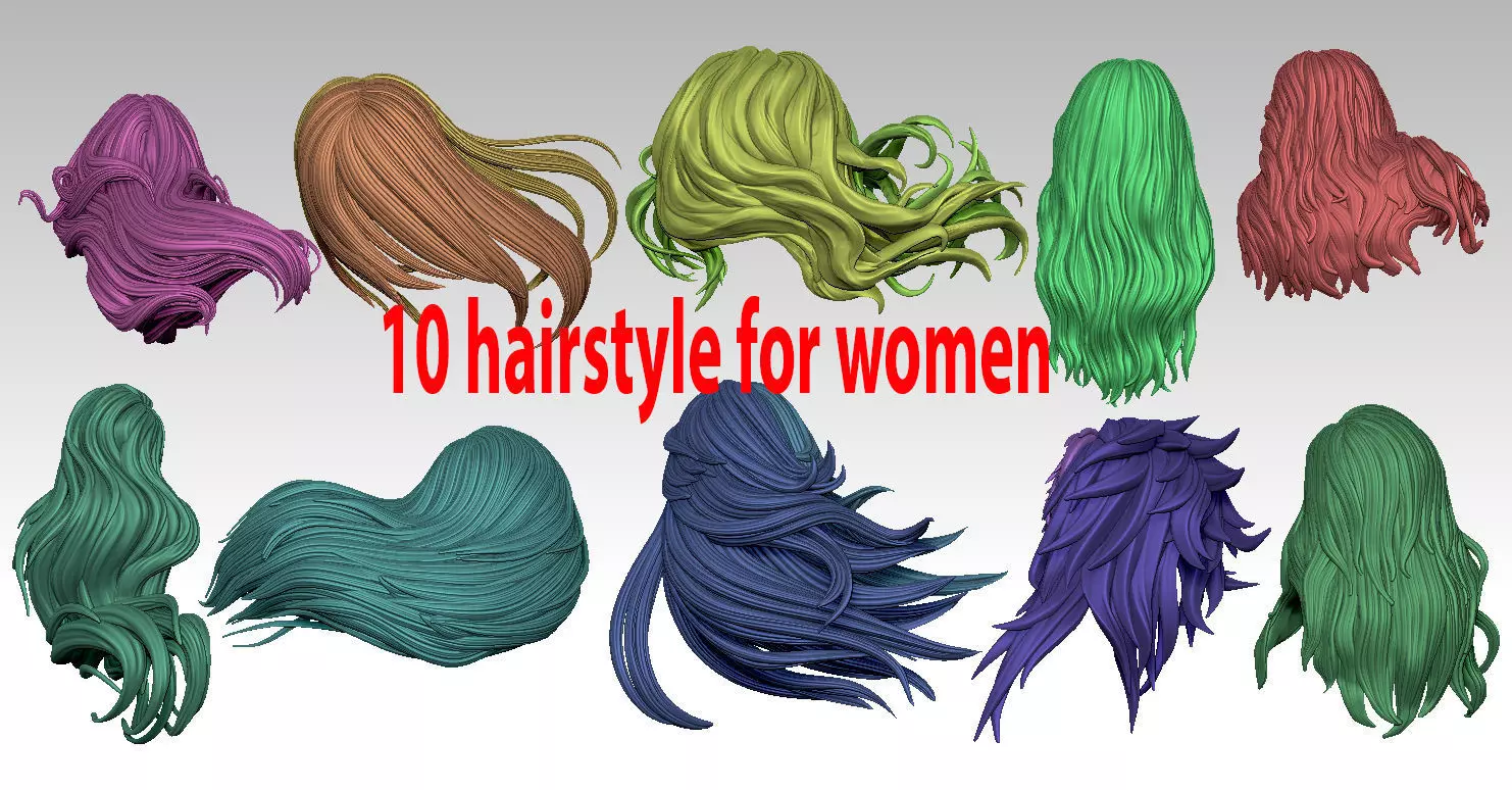 10 hairstyle for women 3D print model