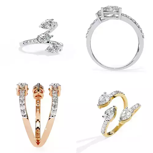 Modern Wrap Diamond Ring Printable CAD Model STL 3DM