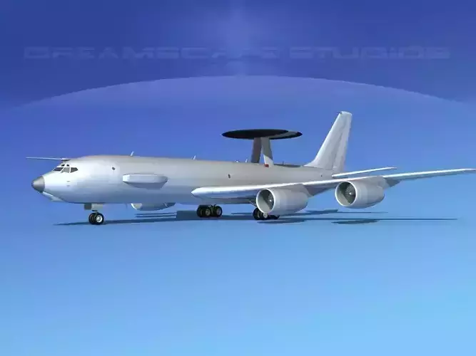 Boeing E-3C AEW Bare Metal 3D model