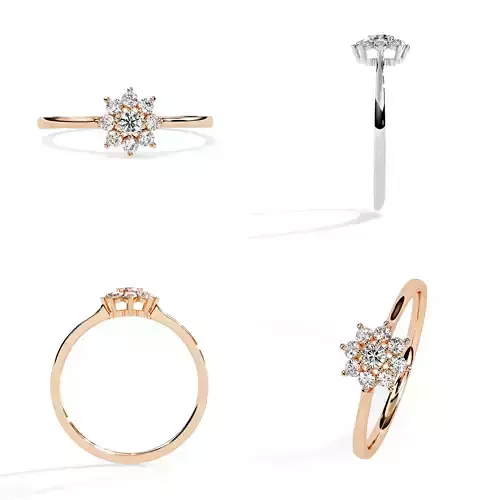 Floral Cluster Diamond Ring STL 3DM Jewelery CAD