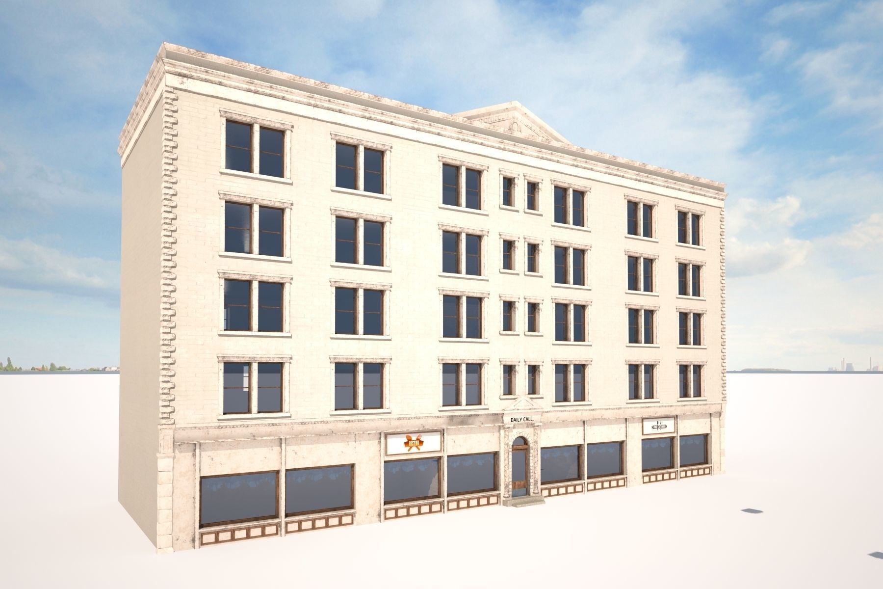 Apartment Building 158 Low Poly 3d Model Low-poly 3D model_2