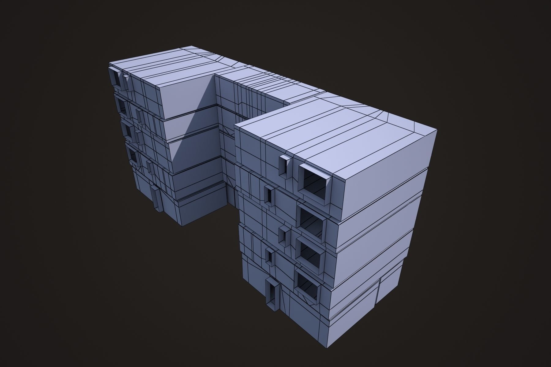 Apartment Building 158 Low Poly 3d Model Low-poly 3D model_12