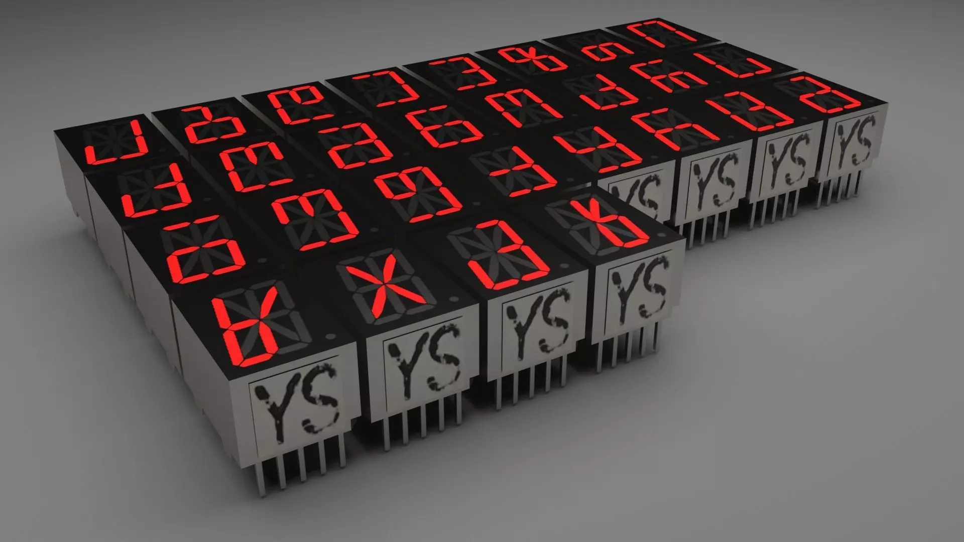 Illuminated Georgian 7 Segmented LEDs Set 3D model