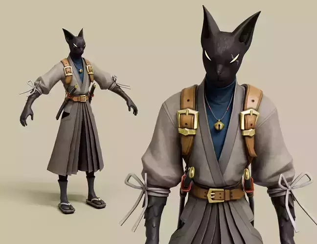 Azuki Assassin Rigged Low-Poly