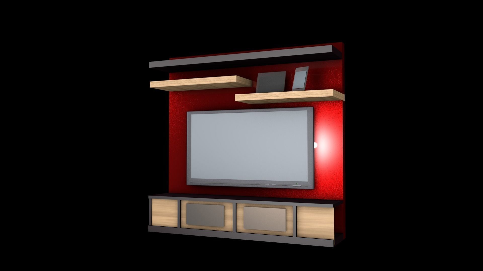 TV SET stand with lamp 3D model_1