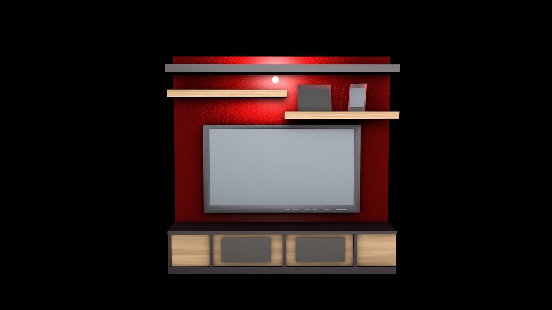 TV SET stand with lamp 3D model_0