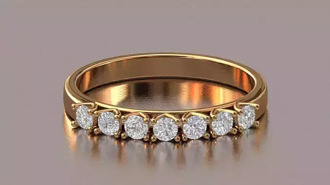 Diamond Eternity Band Ring 3D Model STL 7 Stone Prong Setting