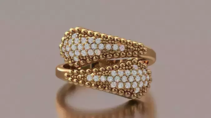 Pave Diamond Statement Ring 3D Model STL Luxury Jewelry CAD
