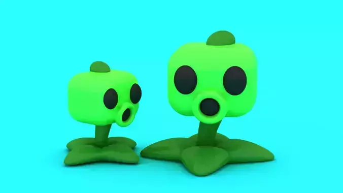 Stylized Green Plant Toy Cute Decorative 3D Printable Model
