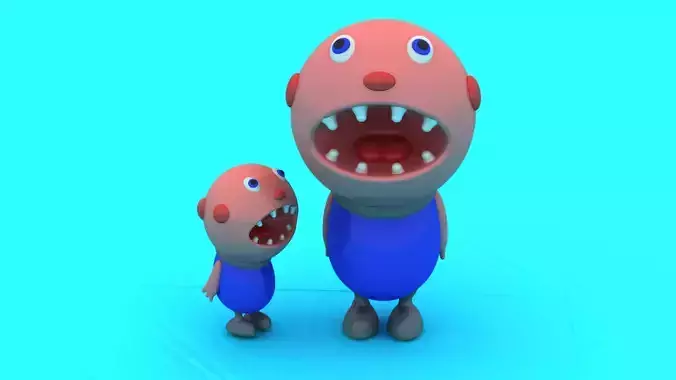 Playful Monster Duo 3D Printable Toy Model