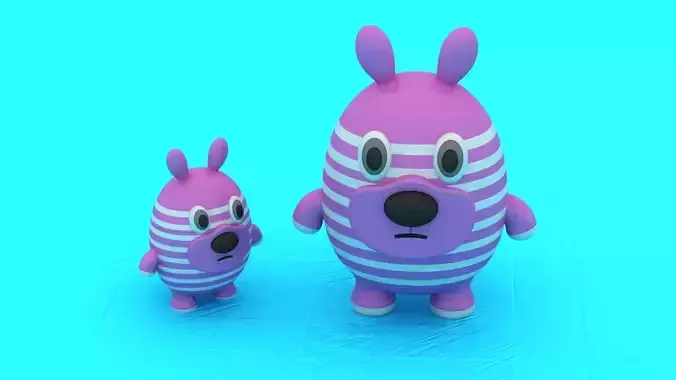 Striped Bunny Toy Duo 3D Printable Figure Set
