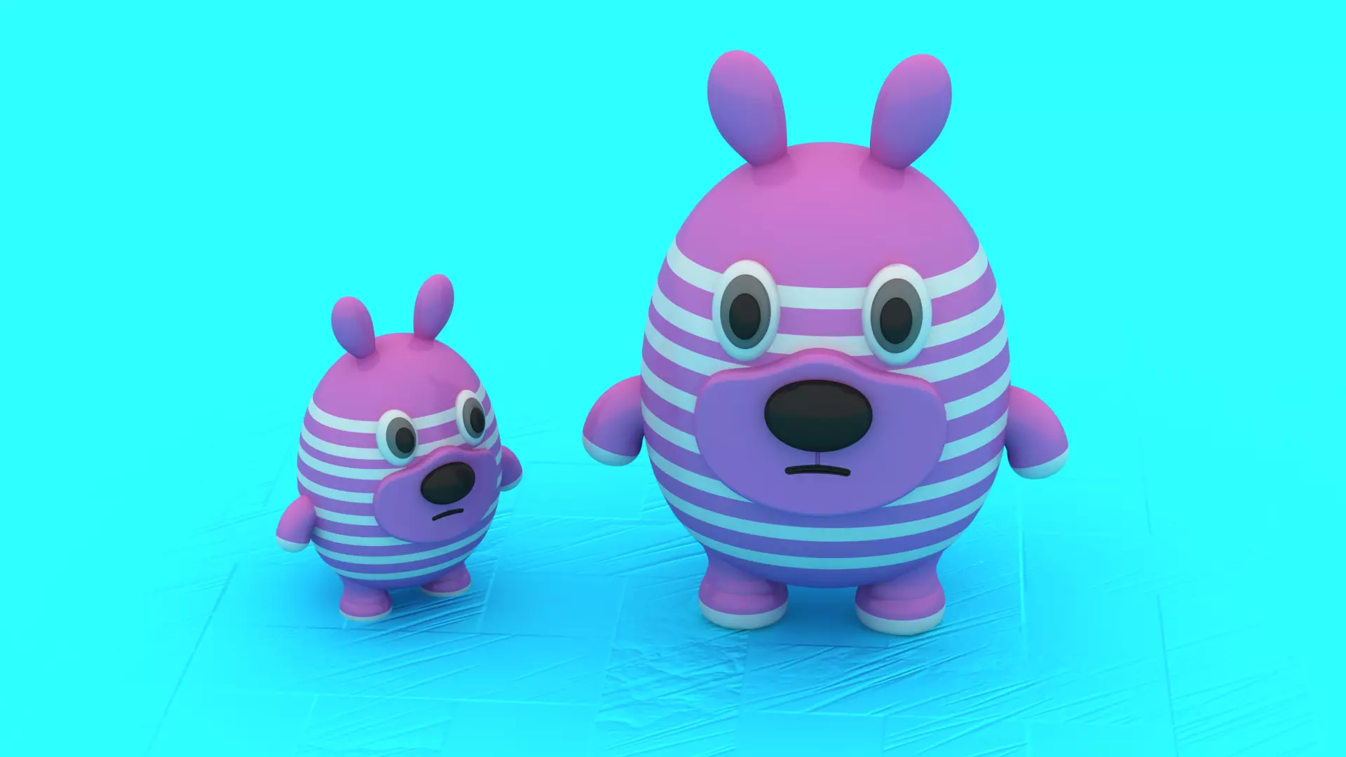 Striped Bunny Toy Duo 3D Printable Figure Set 3D print model