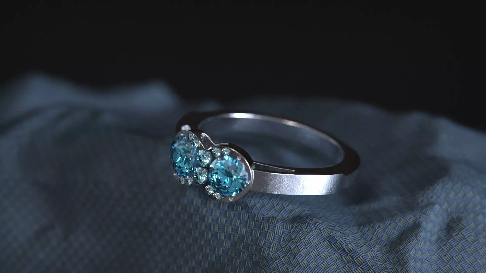 Ring blue fashion gem stone jewelry 3D print model